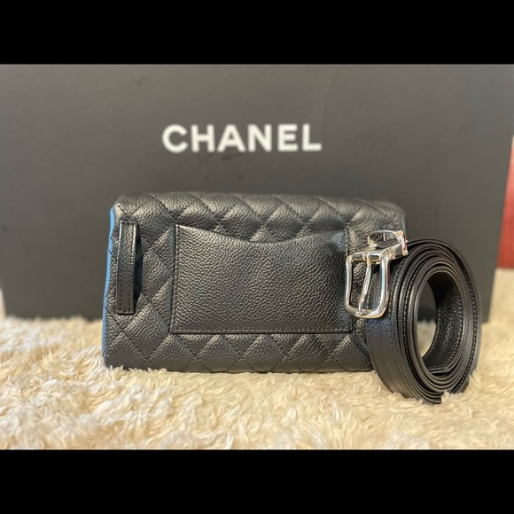 🚨SOLD🚨CHANEL 2.55 Reissue Flap Belt Bag Clutch Quilted Black Caviar Leather - Picture 4 of 14